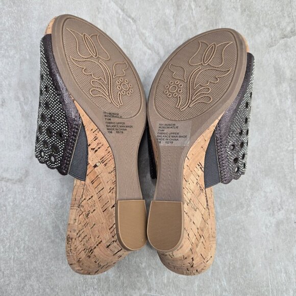 Rhinestone Cork Wedge Sandals Silver Dressy Formal Slip On Comfort Mule Shoe 7.5 - Picture 7 of 9